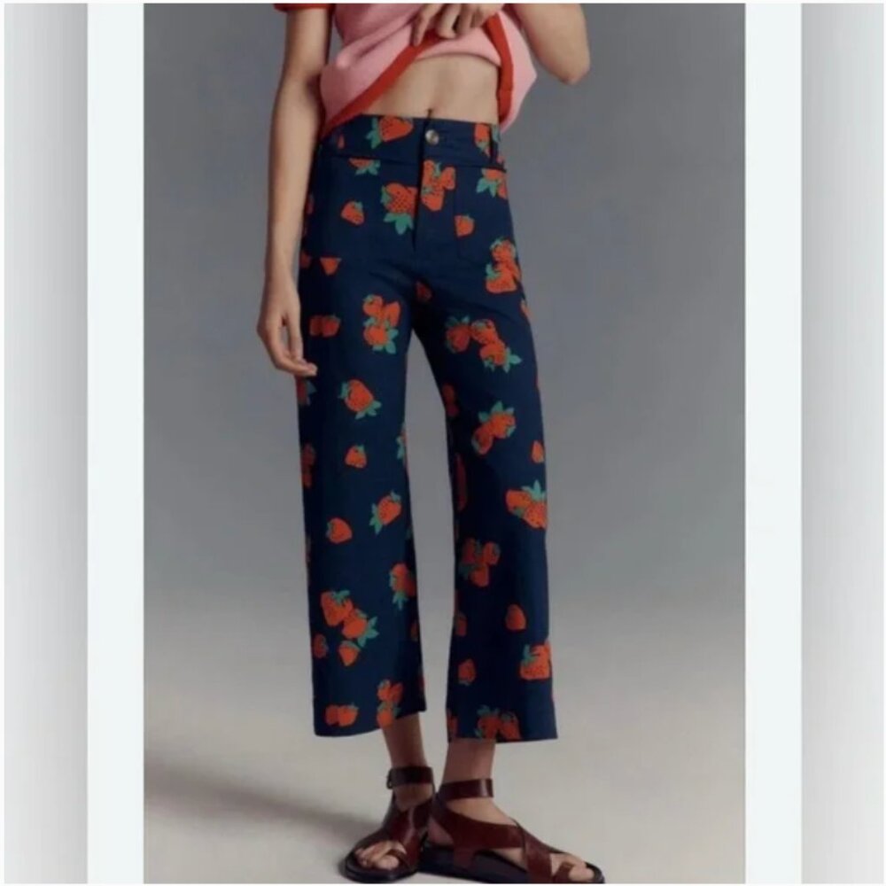 Anthropologie The Colette Strawberry Print Pants. Jeans